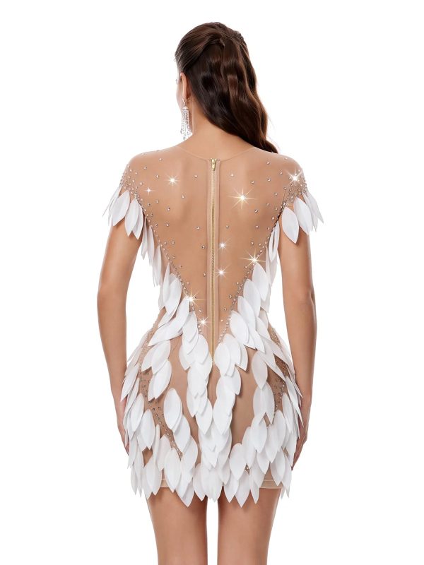 ekruna rhinestone leaf mini dress 14