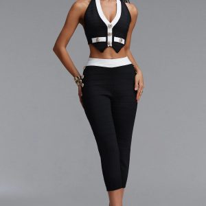elio bandage halter top skinny pants two piece set 11 elio bandage halter top skinny pants two piece set 11