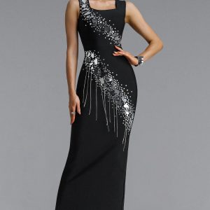 estella sleeveless mirror rhinestone tassel bandage maxi dress 11