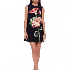 exvila floral sleeveless mini dress in black 11