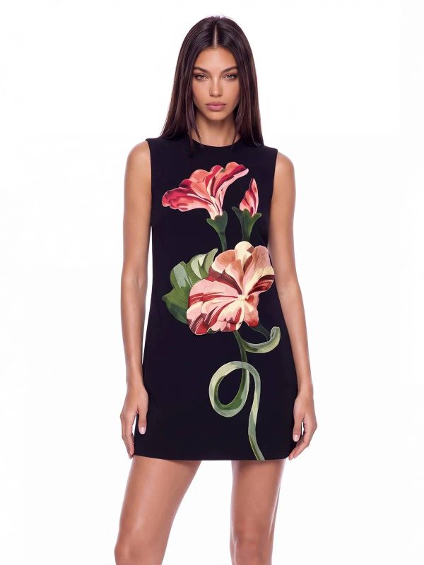 exvila floral sleeveless mini dress in black 12