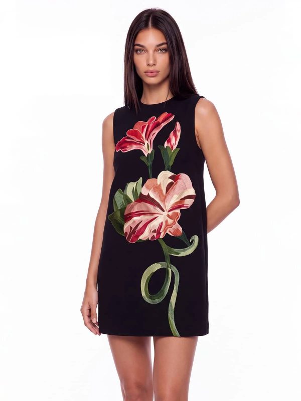 exvila floral sleeveless mini dress in black 13