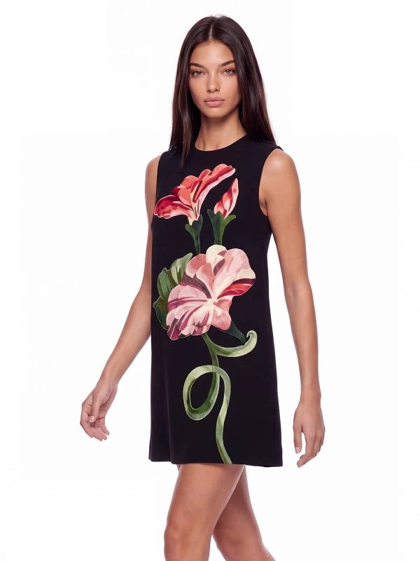 exvila floral sleeveless mini dress in black 14
