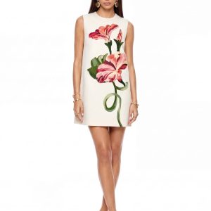 exvila floral sleeveless mini dress in white 11