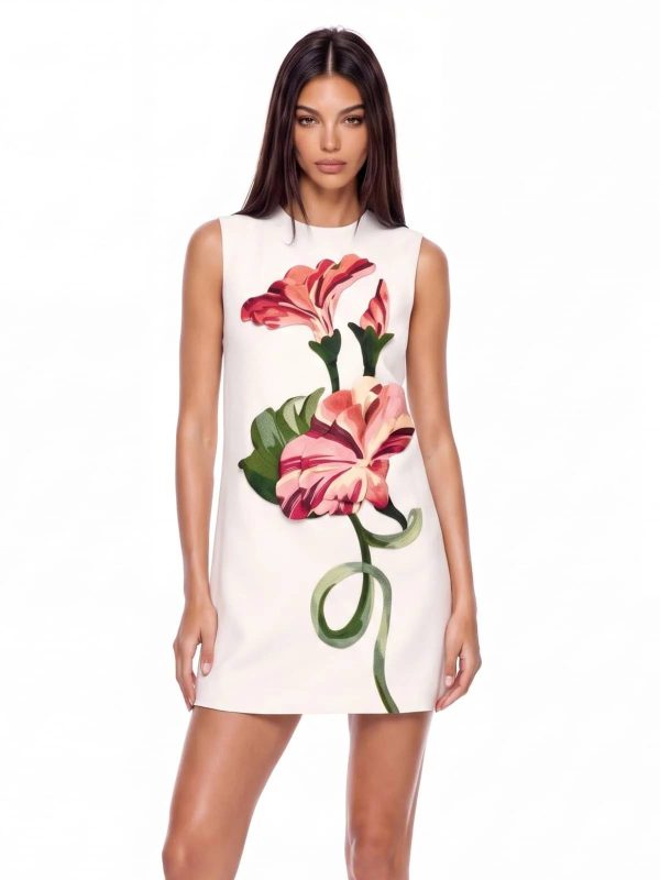 exvila floral sleeveless mini dress in white 12