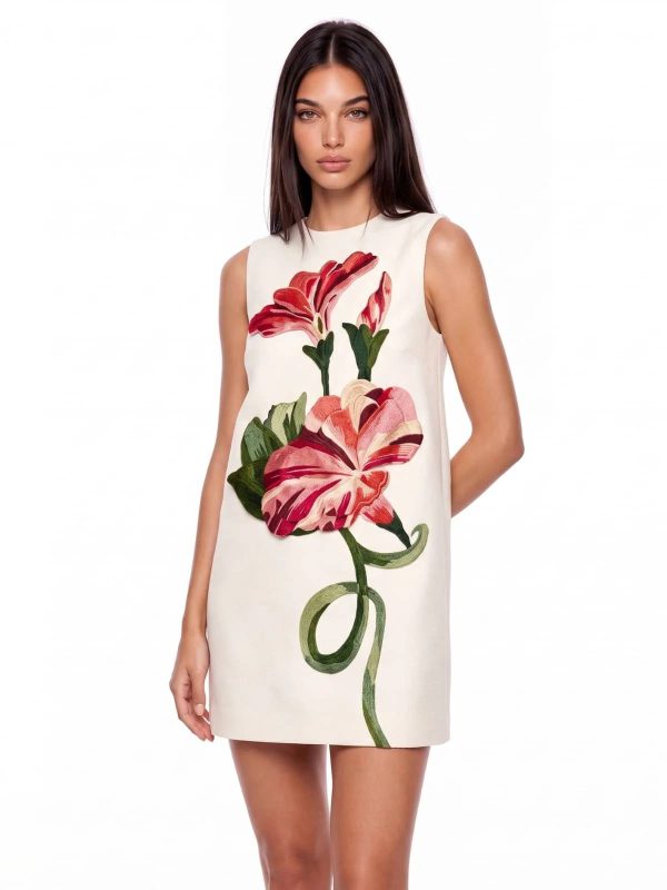 exvila floral sleeveless mini dress in white 13