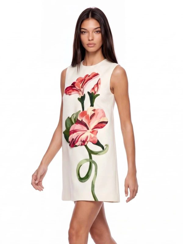 exvila floral sleeveless mini dress in white 14