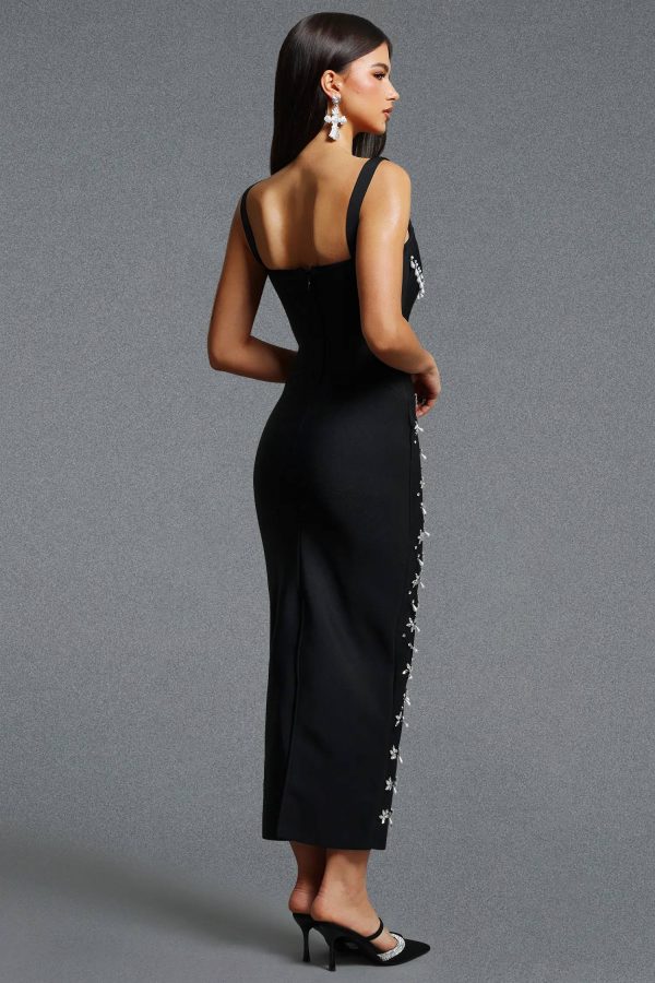 fagro spaghetti strap pearl tassel floral bandage maxi dress 16