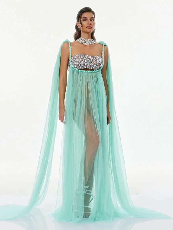 gefen cape sleeve crystal tulle dress set 12