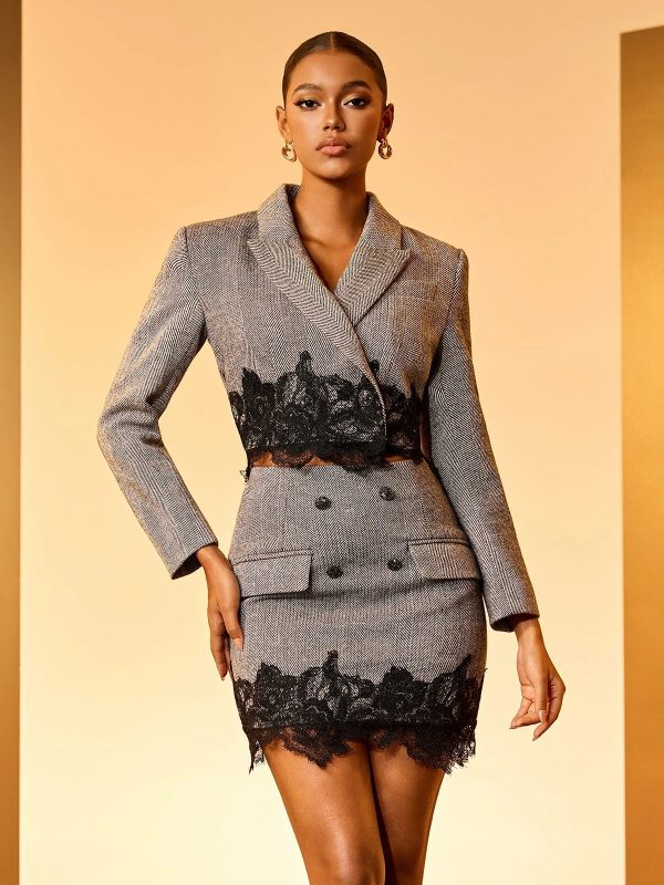 gyda lace tweed blazer set 13