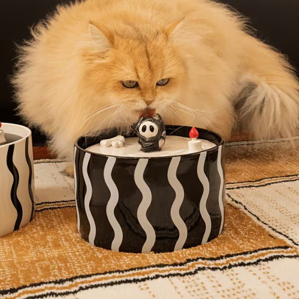 halloween gothic ceramic cat water fountain 12