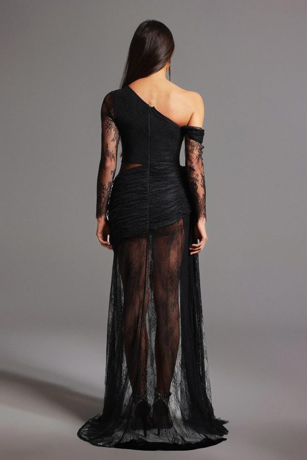 hunter one shoulder lace maxi dress 16