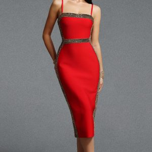 lestie bandage midi dress in red 11