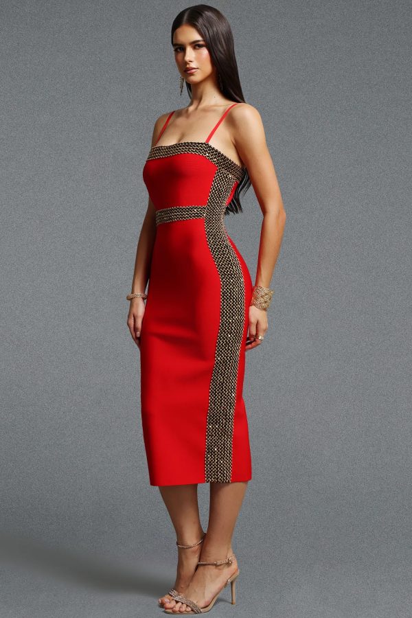 lestie bandage midi dress in red 15