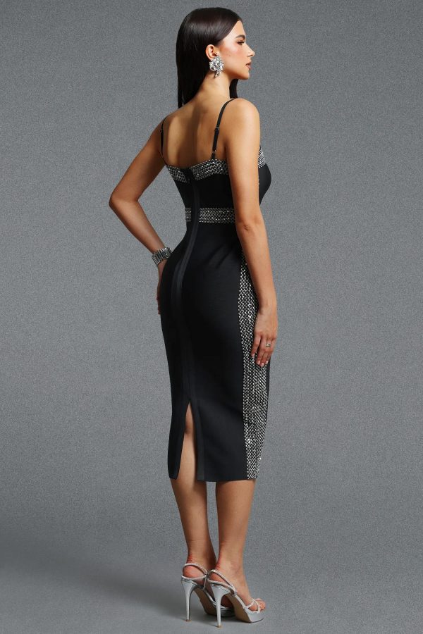 lestie silver trim woven bandage midi dress 16