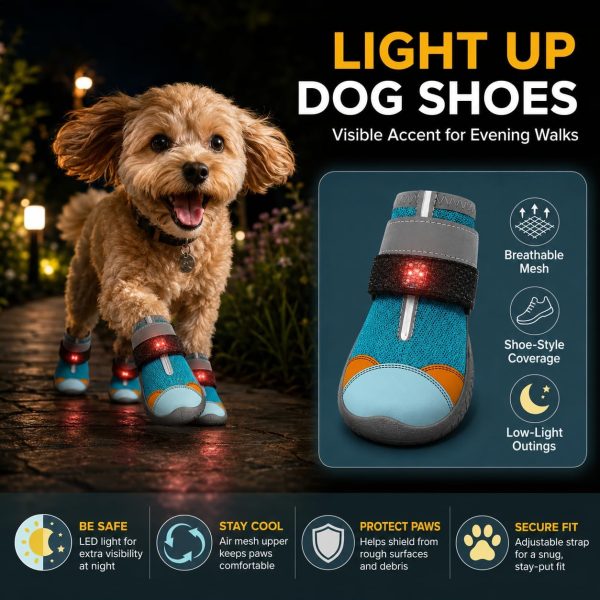light up breathable mesh dog shoes 12