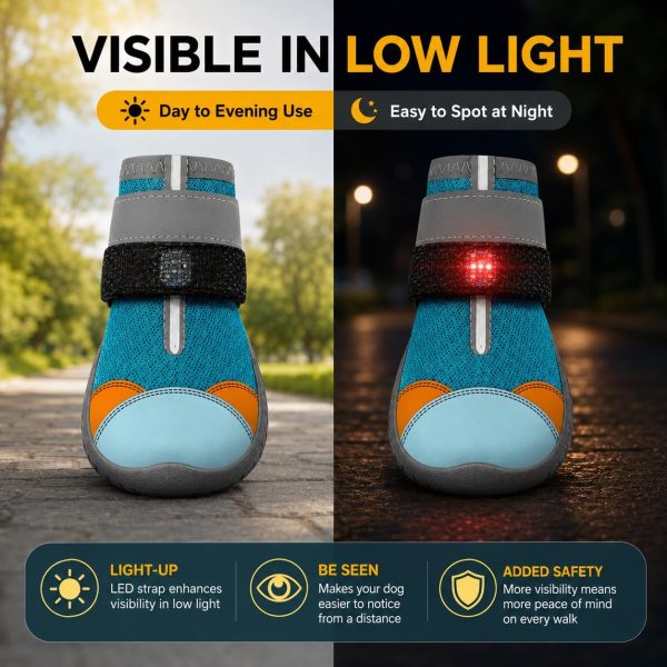 light up breathable mesh dog shoes 13