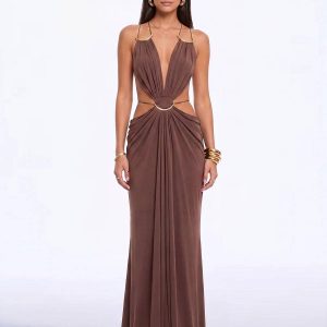 lorysa backless cutout maxi dress in brown 11