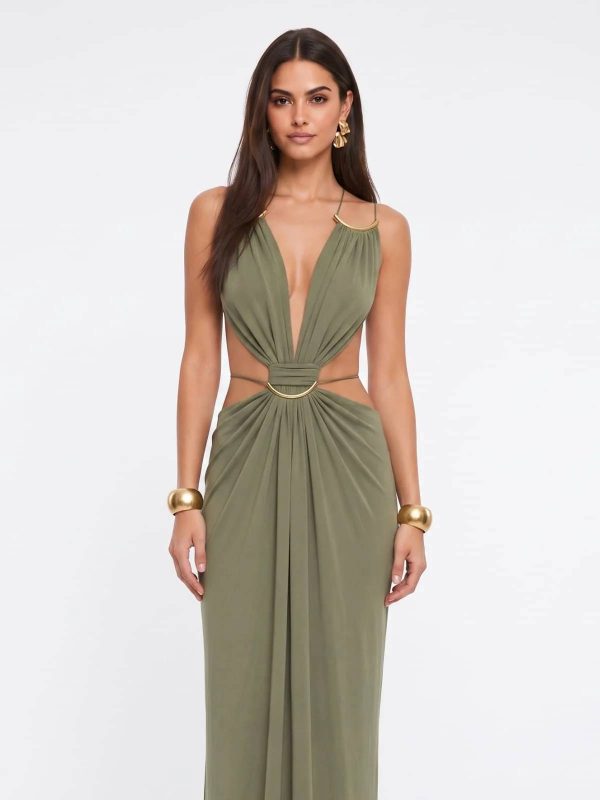 lorysa backless cutout maxi dress in matcha 12