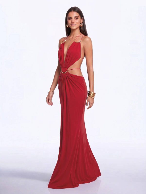 lorysa backless cutout maxi dress in red 12