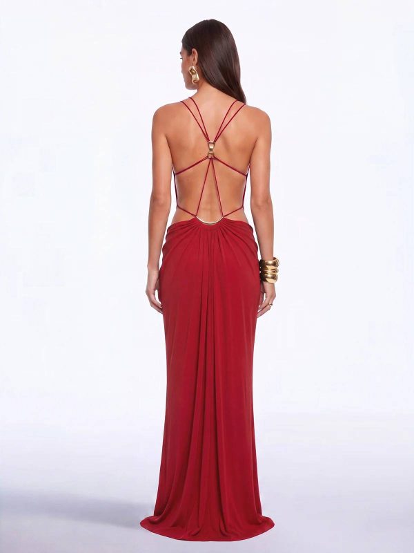 lorysa backless cutout maxi dress in red 15