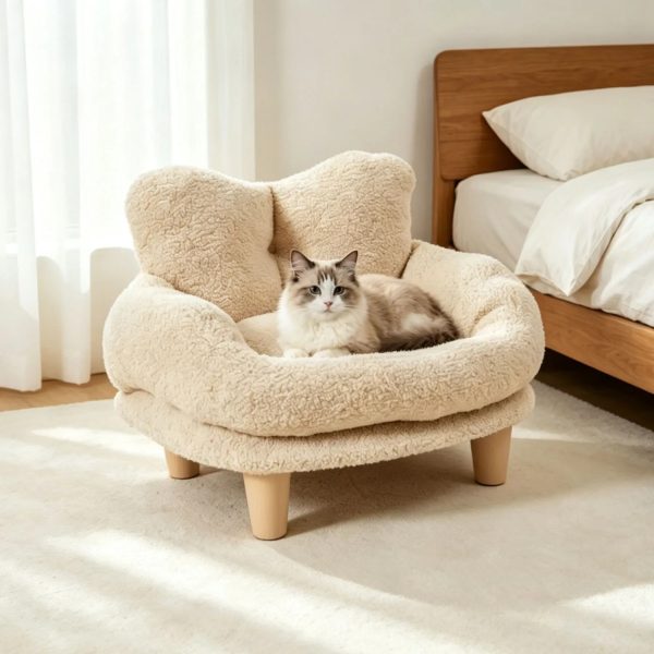 luxury detachable washable teddy fleece pet sofa bed 12
