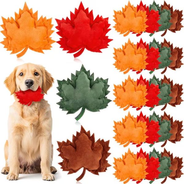 maple leaves stuffed squeaky dog toy set 16