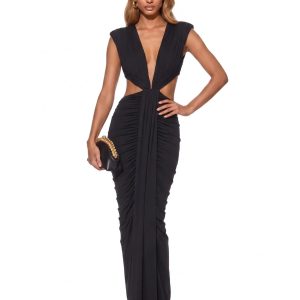 orandrel plunge neck ruched maxi dress 11 orandrel plunge neck ruched maxi dress 11