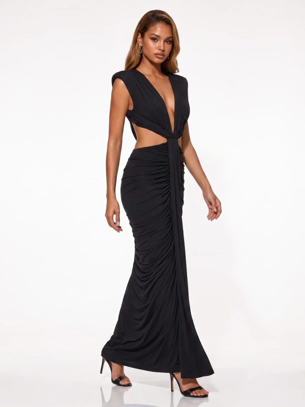 orandrel plunge neck ruched maxi dress 12