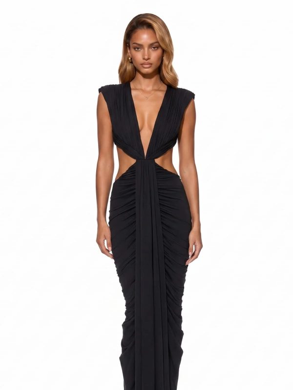 orandrel plunge neck ruched maxi dress 13
