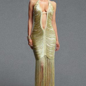 rethix plunge neck fringe maxi dress 11
