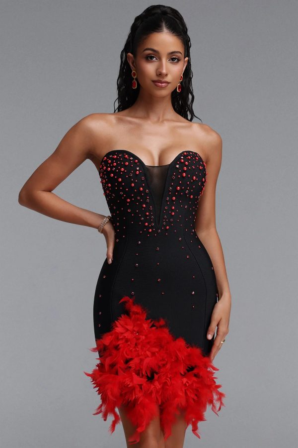 sadala floral beading bandage mini dress in black 12