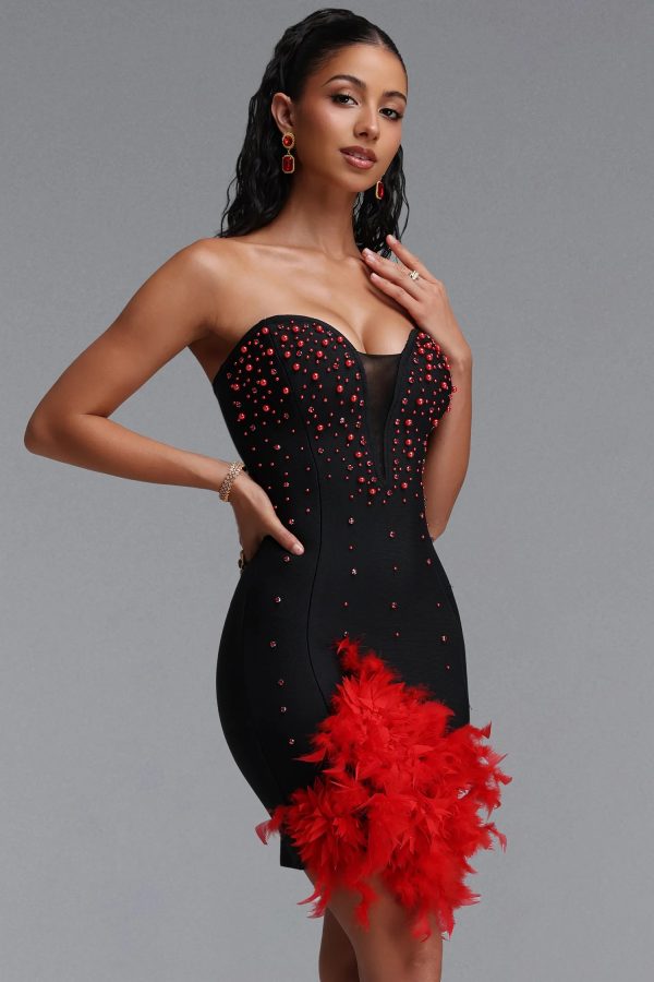 sadala floral beading bandage mini dress in black 14