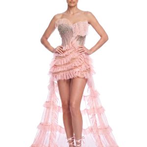 sorevin strapless rhinestone high low dress 11