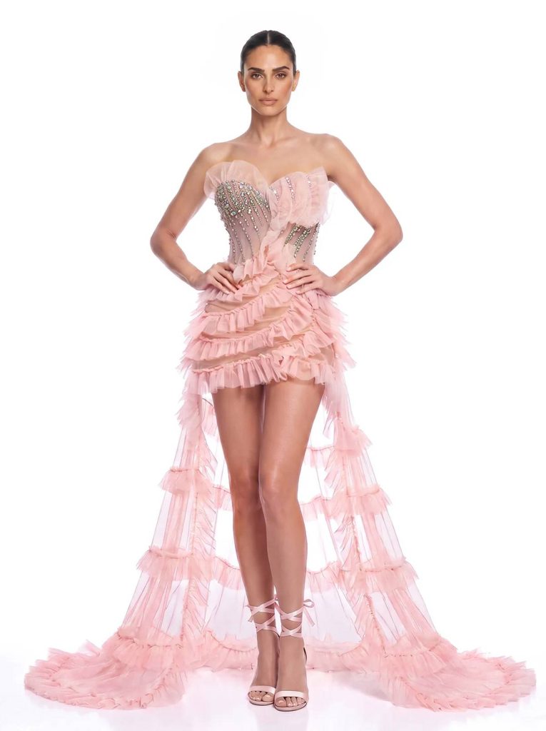 sorevin strapless rhinestone high low dress 11