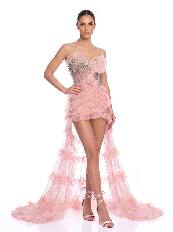 sorevin strapless rhinestone high low dress 12