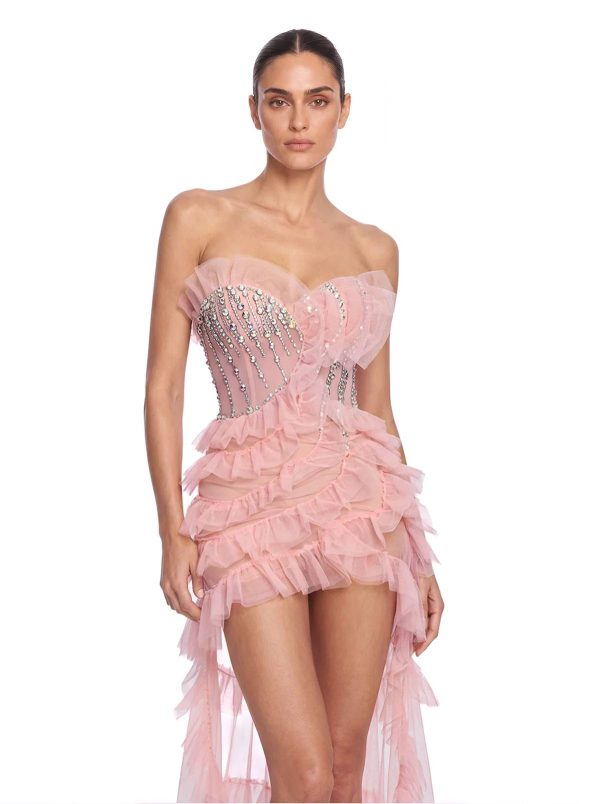 sorevin strapless rhinestone high low dress 13
