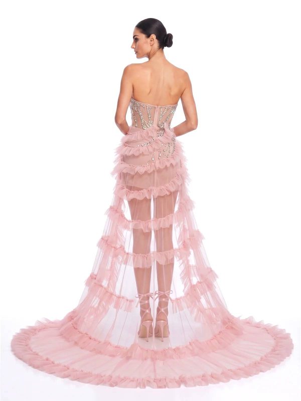 sorevin strapless rhinestone high low dress 14
