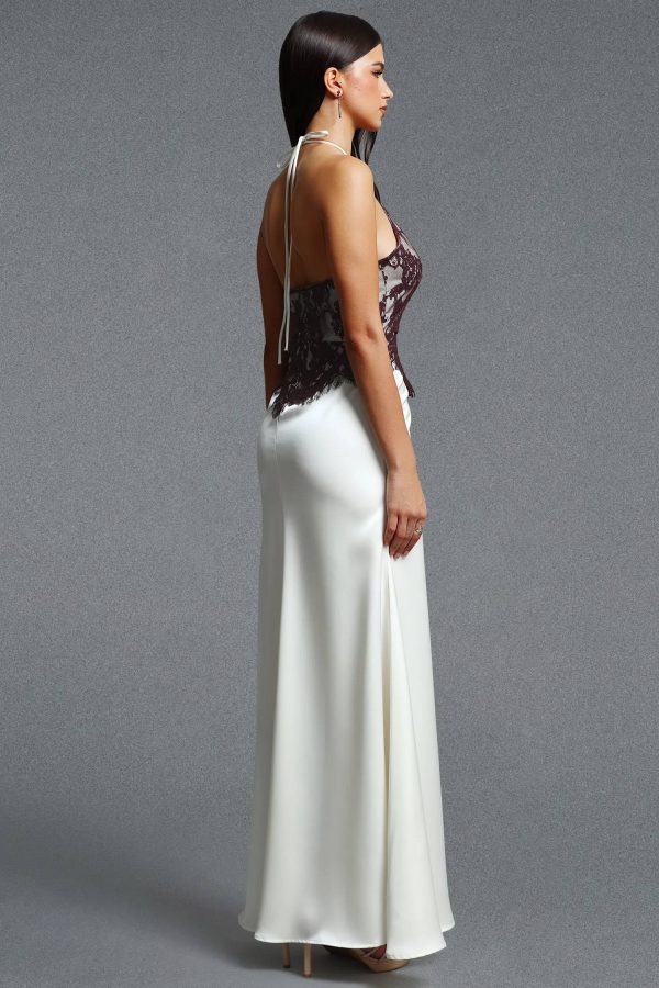 tatum elegant halter lace floral satin maxi dress 16