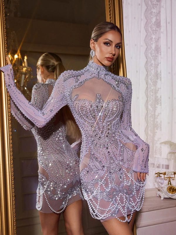 texor long sleeve embellished mini dress 12