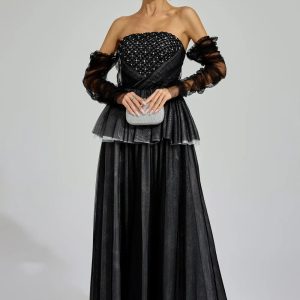 wilna black mesh off shoulder maxi dress 11 wilna black mesh off shoulder maxi dress 11