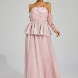 wilna pink mesh off shoulder maxi dress 11 wilna pink mesh off shoulder maxi dress 11