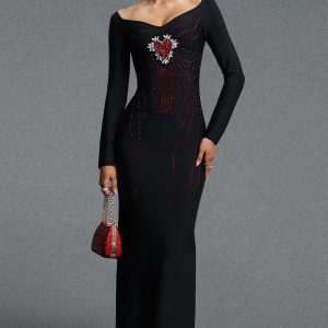 zakana long sleeve heart rhinestone embellished bandage maxi dress 11 zakana long sleeve heart rhinestone embellished bandage maxi dress 11