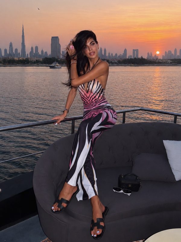 brazia backless stripe jumpsuit in pink 12