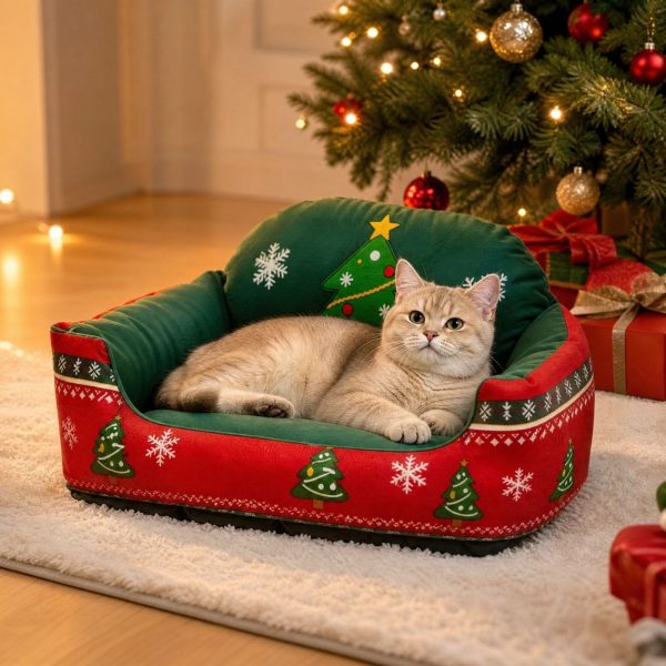 christmas pet sofa bed for cats & small dogs 11