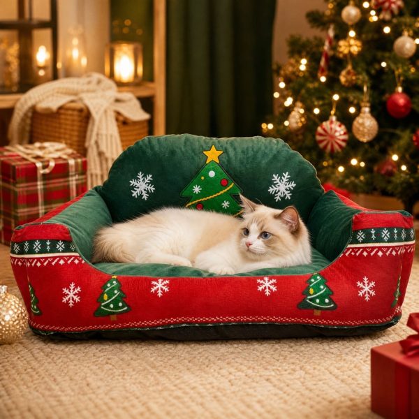 christmas pet sofa bed for cats & small dogs 12
