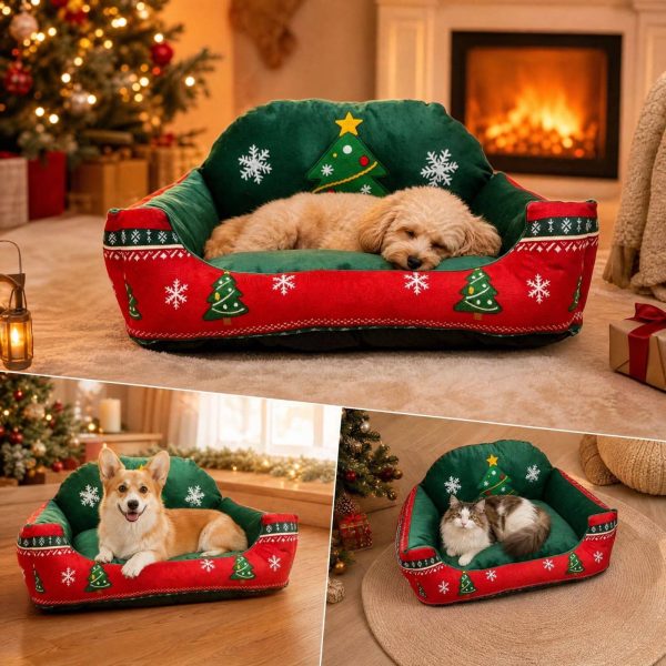 christmas pet sofa bed for cats & small dogs 14