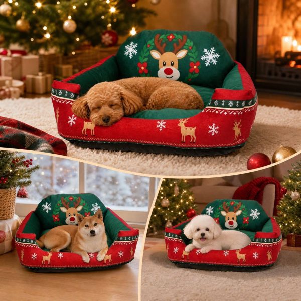 christmas pet sofa bed for cats & small dogs 17
