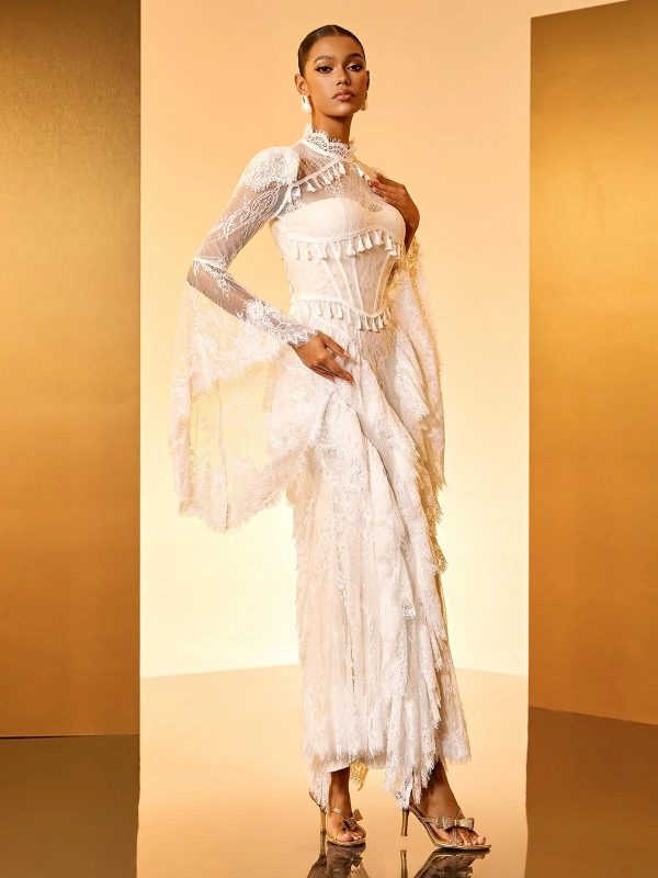 hali bell sleeve lace ruffle maxi dress in white 15