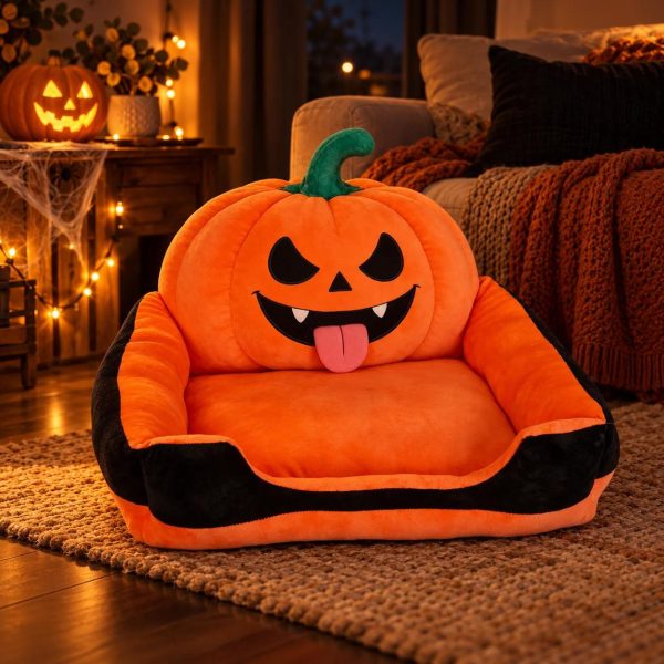 halloween pumpkin shaped plush pet bed 14
